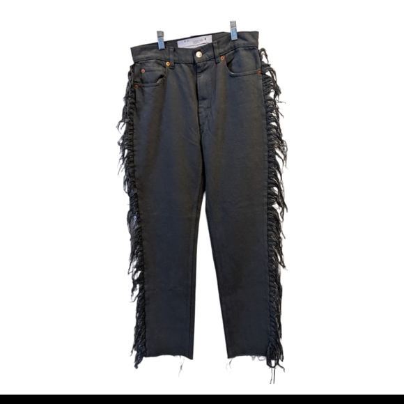 NWT IRO Paris Movement Fringe-Trimmed Cropped Jeans Size 27 - Picture 13 of 15